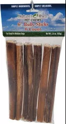 Nature's Own USA Low Odor Bully Sticks, Beef, 6 in, 6 Pack