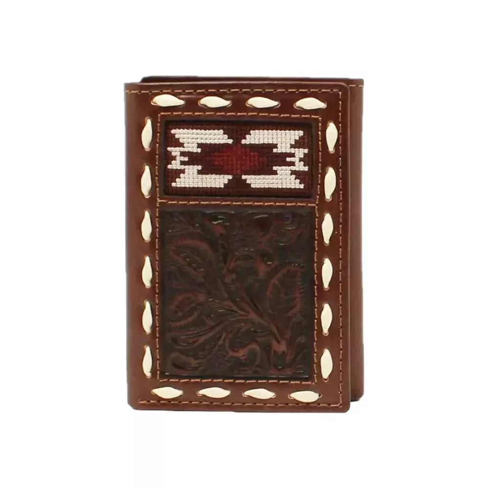 Nocona Aztec Floral Embossed Tri-Fold Wallet