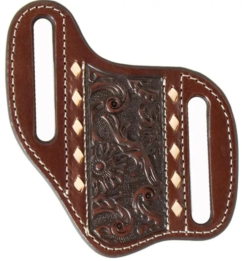 NOCONA FLORAL EMBOSSED BROWN PANCAKE KNIFE SHEATH