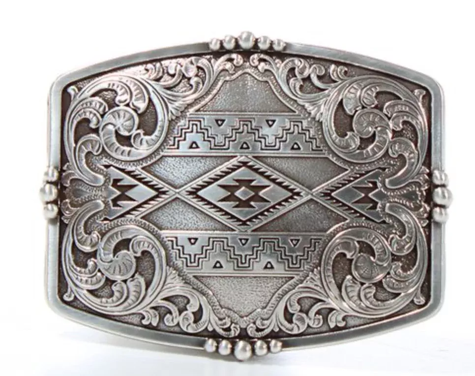 Nocona Rectangle Aztec Floral Buckle