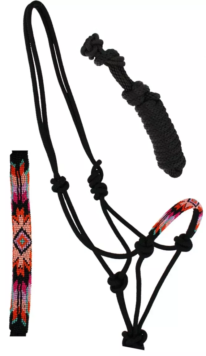 Nylon Rope Halter Beaded Nose w/ Lead