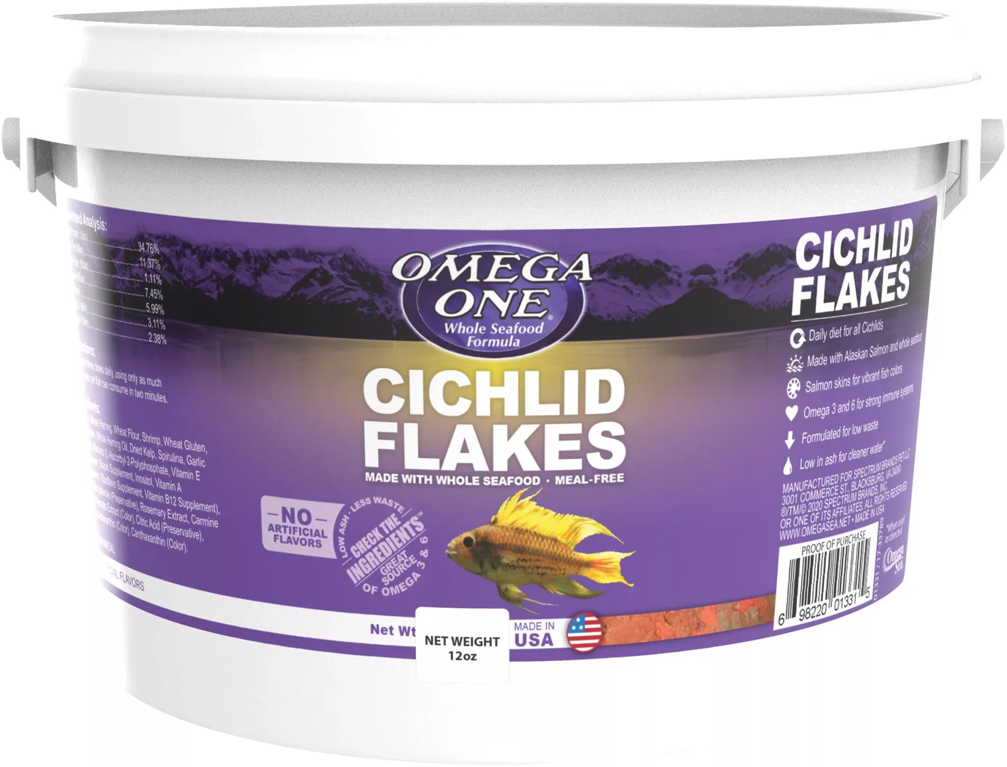 Omega One Cichlid Flakes, 12 oz