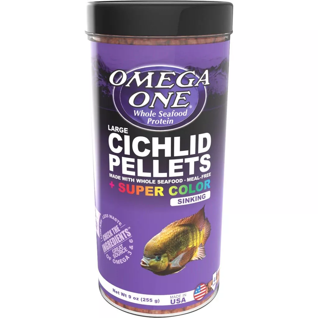 Omega One Super Color Cichlid Sinking Pellets, Large, 9 oz