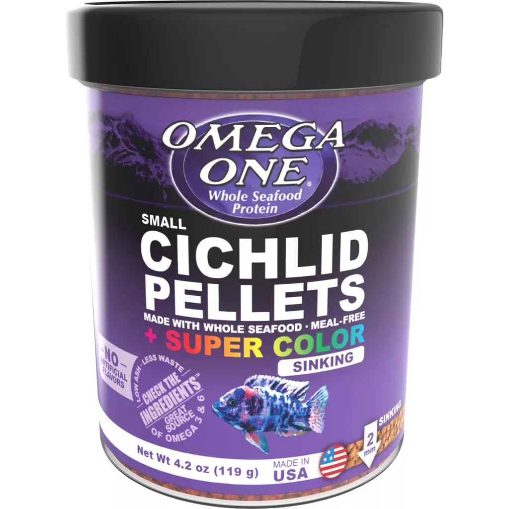 Omega One Super Color Cichlid Sinking Pellets, Small, 4.2 oz