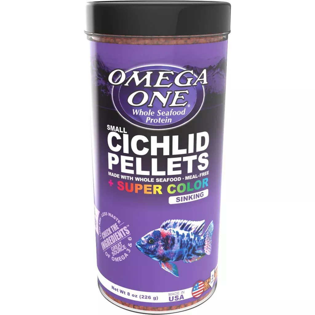 Omega One Super Color Cichlid Sinking Pellets, Small 8 oz