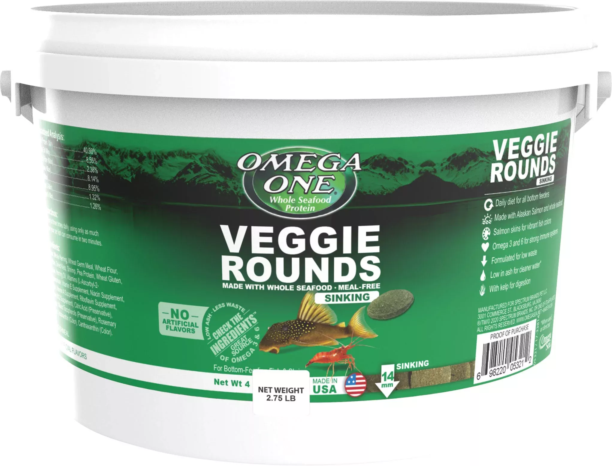 Omega One Veggie Round Fish Food 2.75 lb