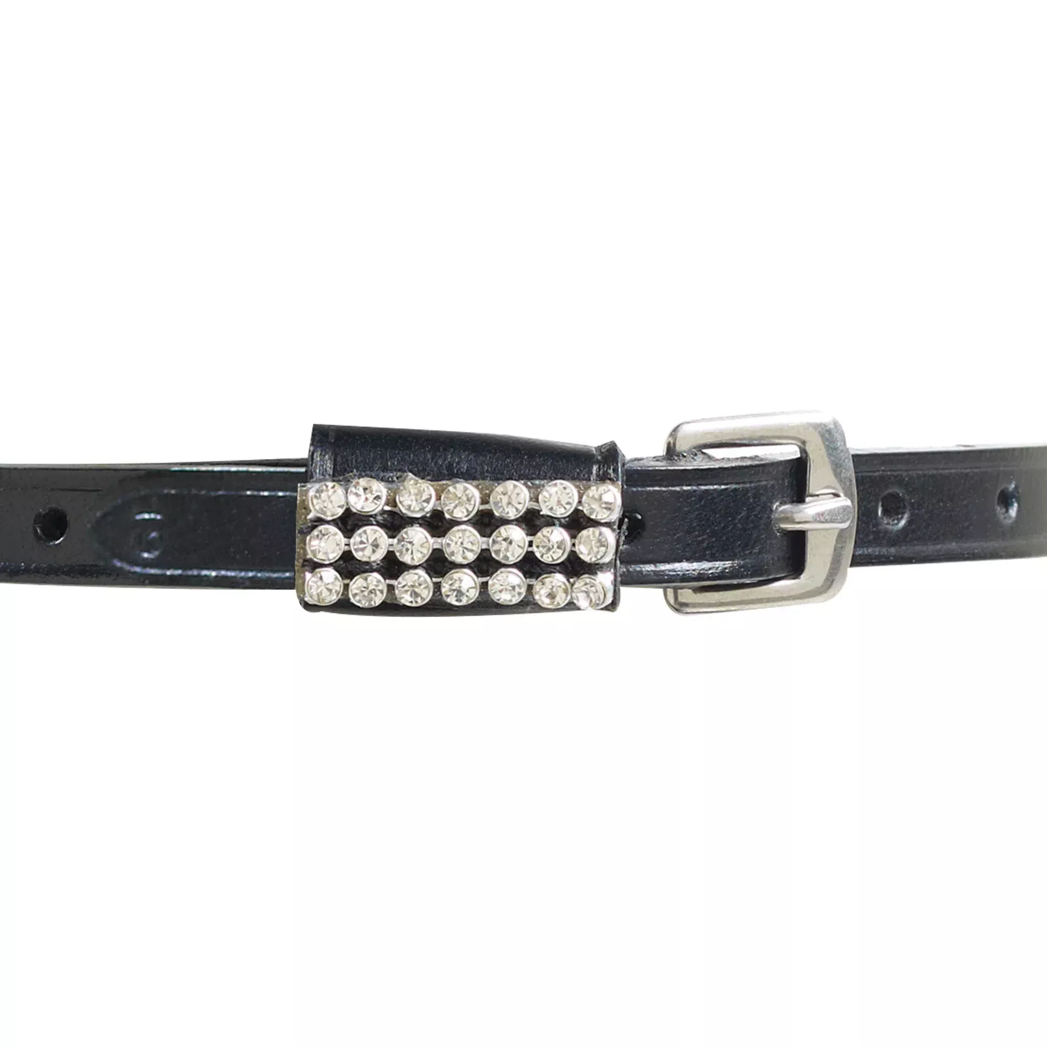 Ovation Leather Spur Straps With Jewels Diamond/Silver 18"