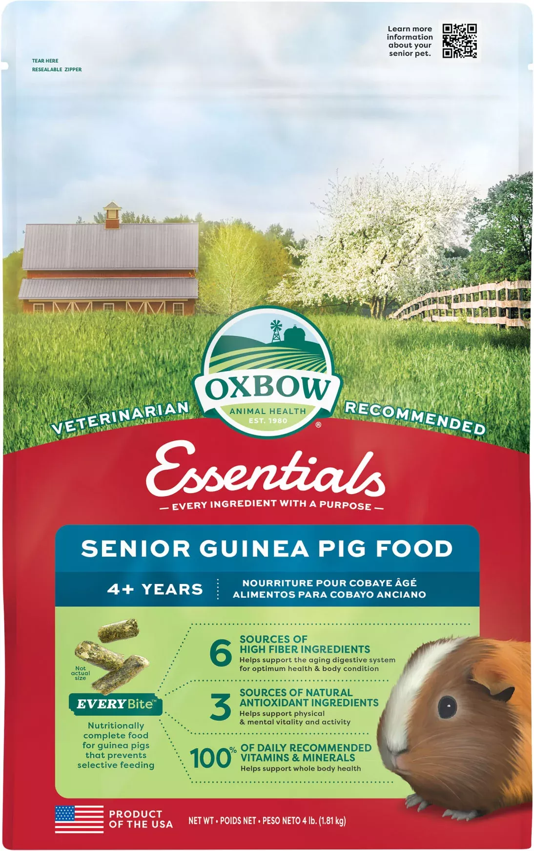 Oxbow Essentials Senior Guinea Pig Food, 4 lb