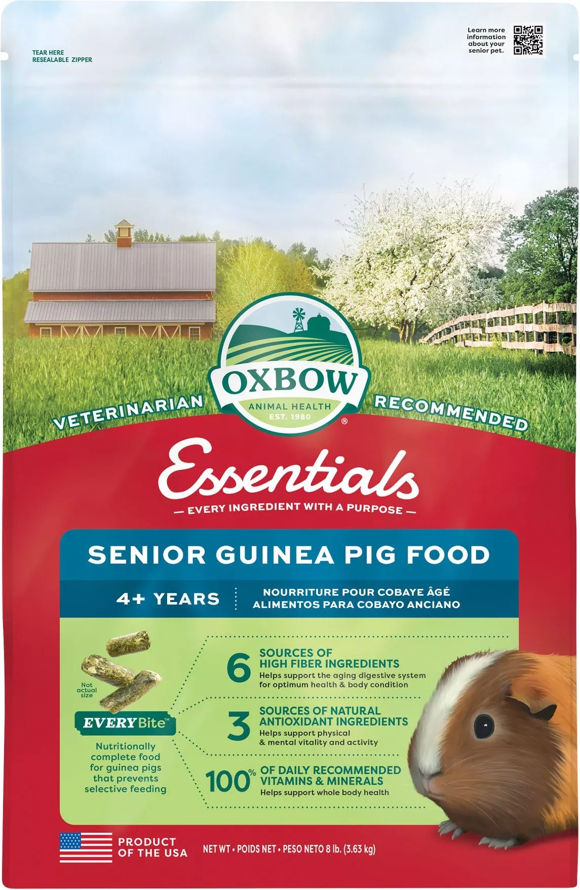 Oxbow Essentials Senior Guinea Pig Food, 8 lb