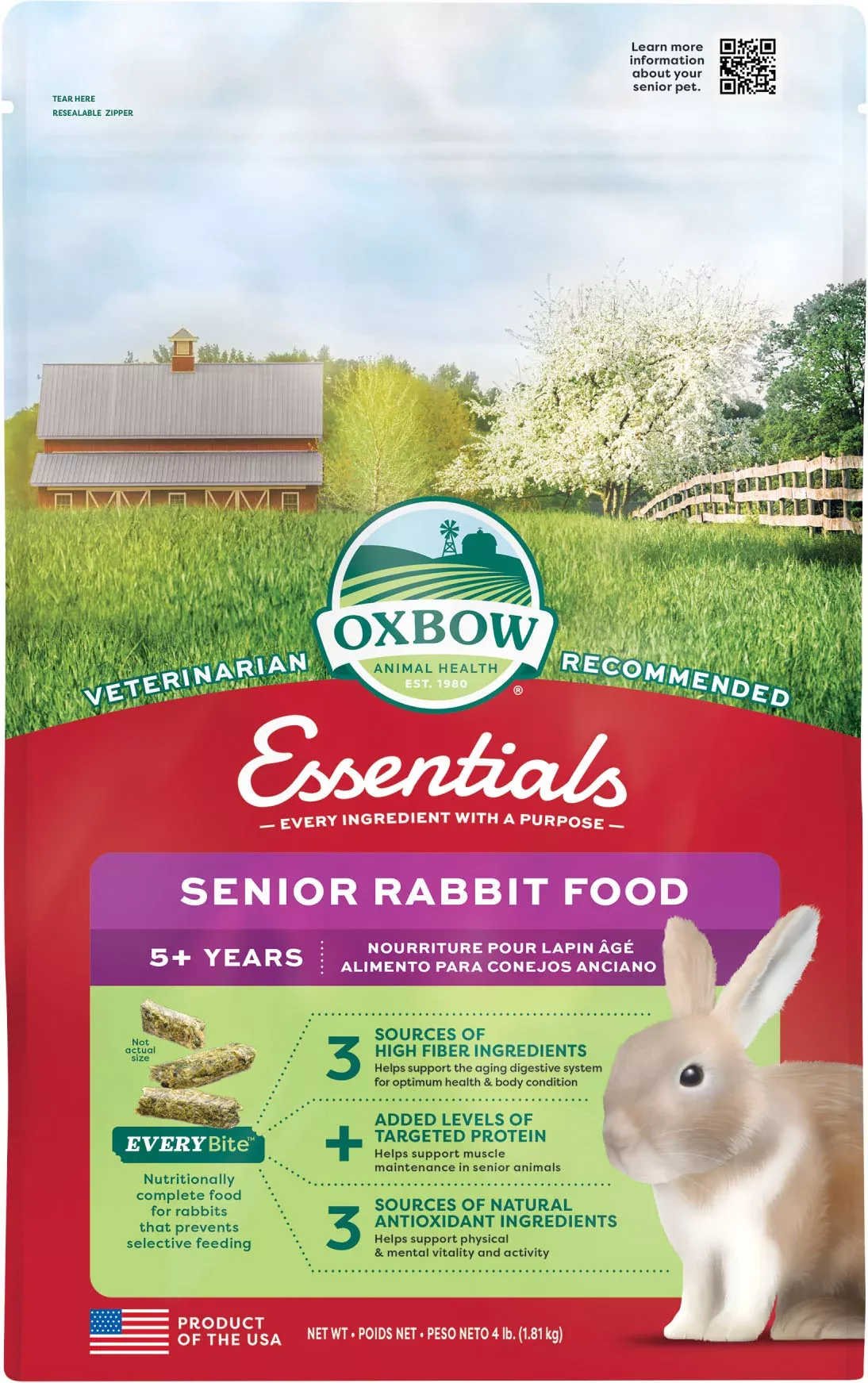 Oxbow Essentials Senior Rabbit Food 4 lb