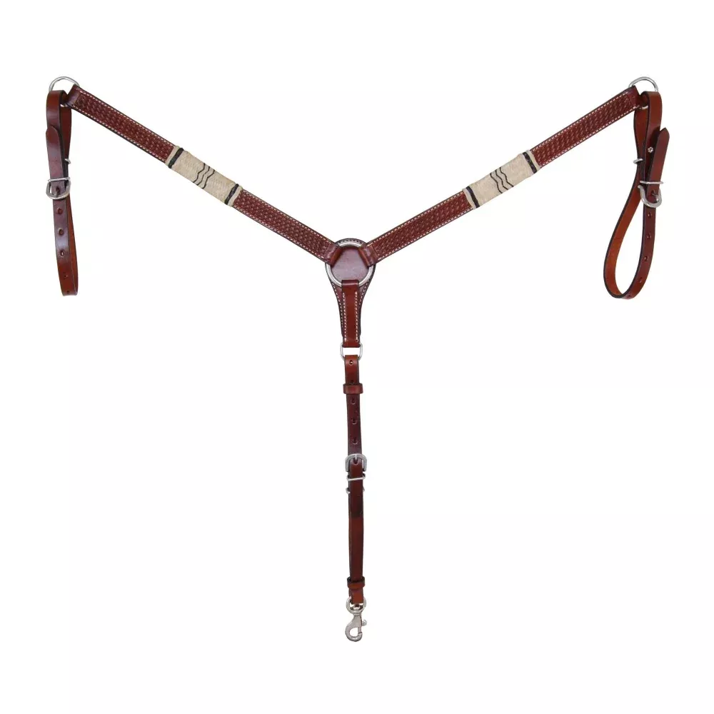 Oxbow Rawhide Braid / Basket Tooled Breast Collar