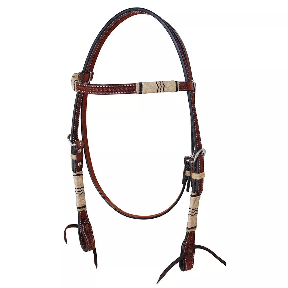 Oxbow Rawhide Braid / Basket Tooled Browband