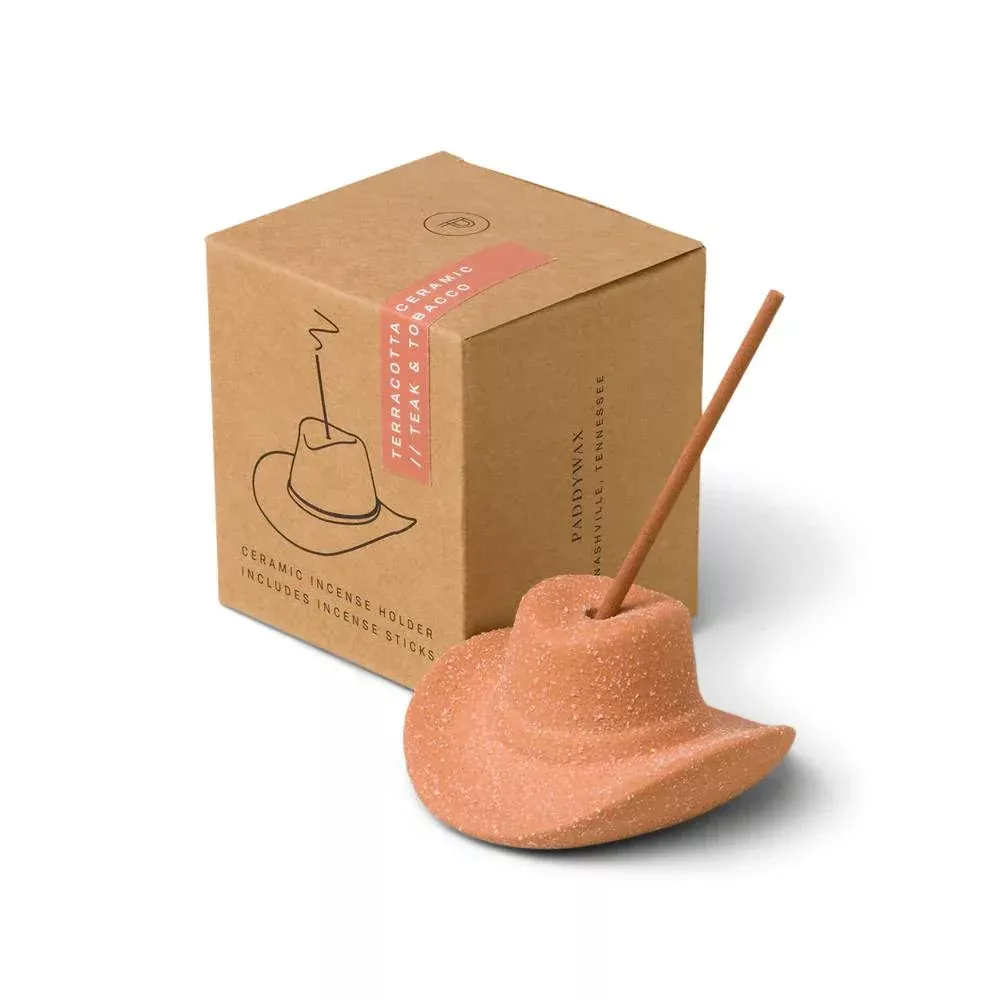 Paddywax Terracotta Cowboy Hat Incense Holder & Sticks