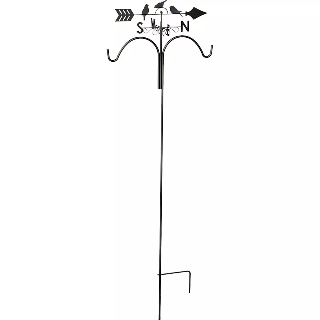 Panacea Perching Birds Weathervane Shepherd Hook 78 in, Black