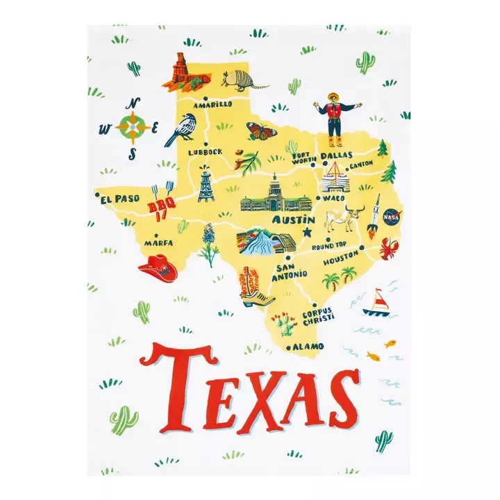 Peking Handicraft - Texas Printed Kitchen Towel - Angela Staehling