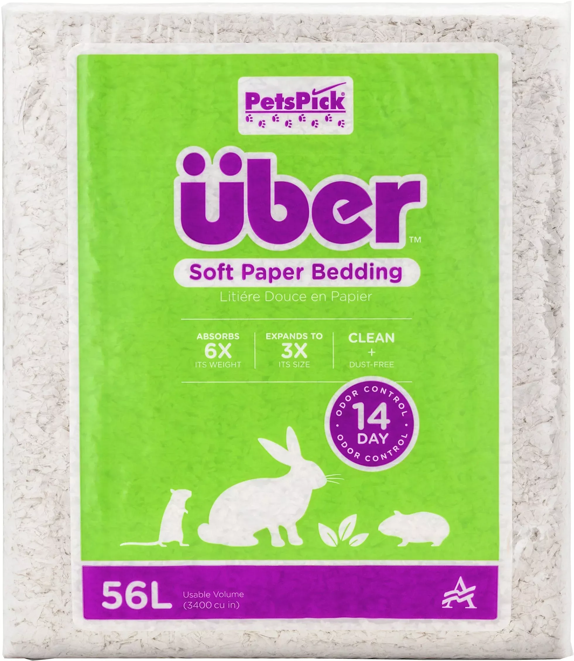 PetsPick Uber Soft Paper Pet Bedding, 56 L, White