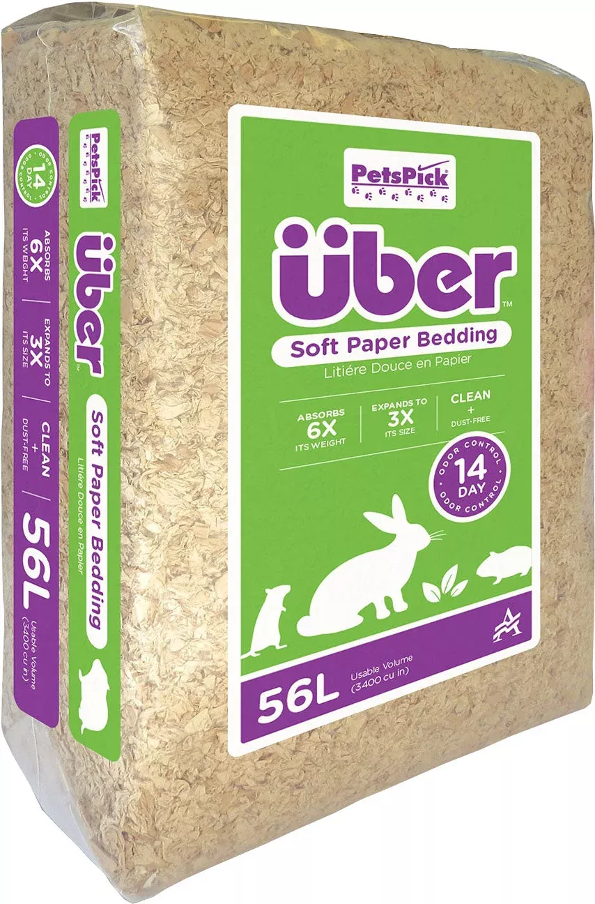 PetsPick Uber Soft Paper Pet Bedding, Natural, 56 L