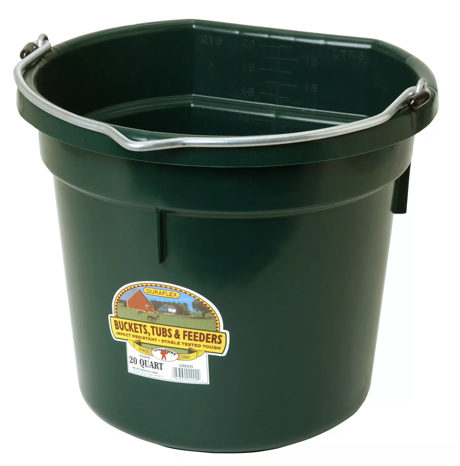 Plastic Flatback Bucket 20 Qt Hunter
