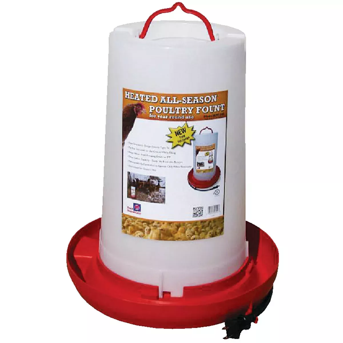 Plastic Heated Poultry Fountain, 3Gal, Top & Base Included