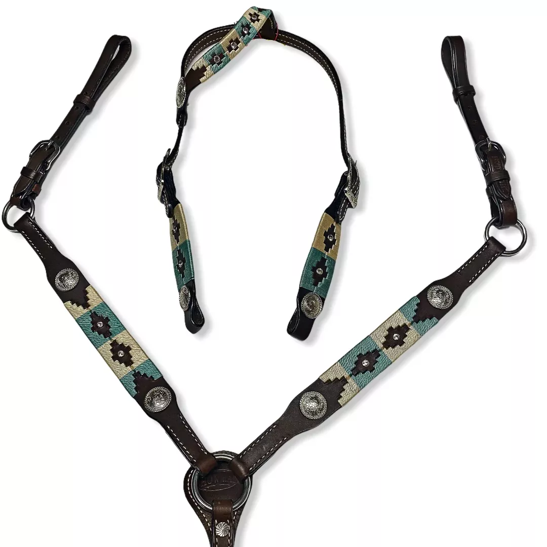 Pony size bridle, breast collar and reins set