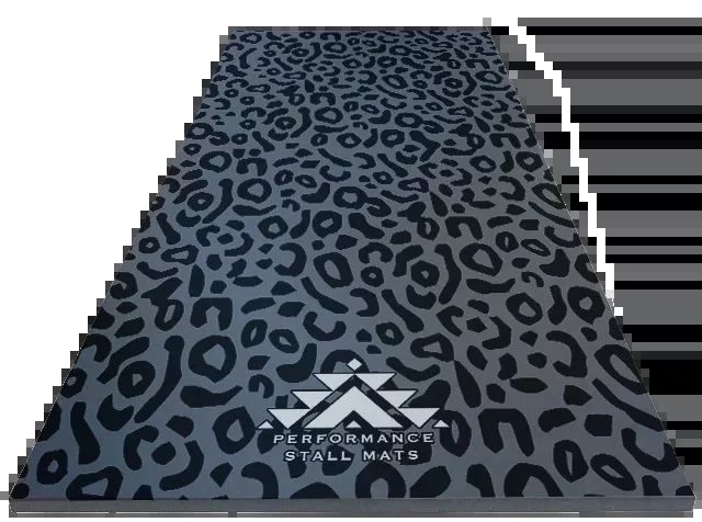 Portable Stall Mat Black on Grey Leopard Design-5x10