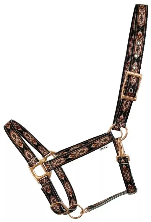 PREMIUM NYLON HORSE SIZED HALTER ROSE GOLD HARDWARE
