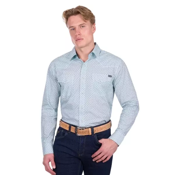 Pure Western Mens Shirts | Gerald | Green / Navy