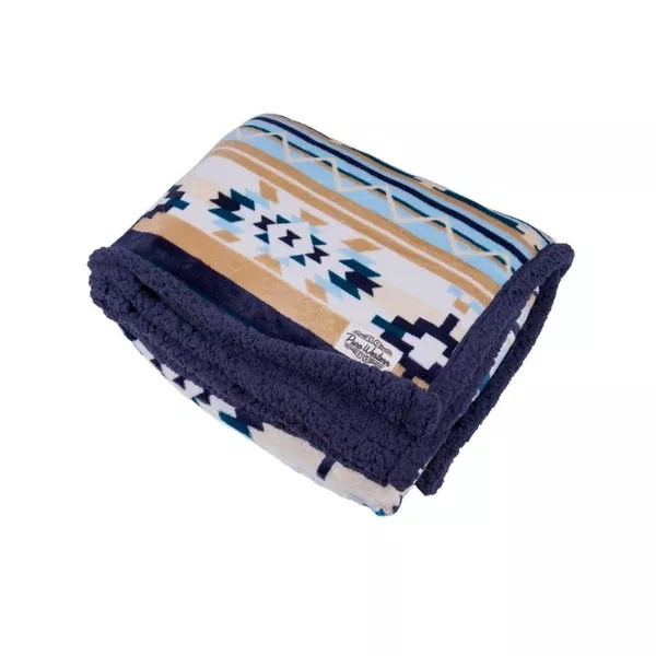 Pure Western Snuggle Rug | Aztec Print | Natural / Blue