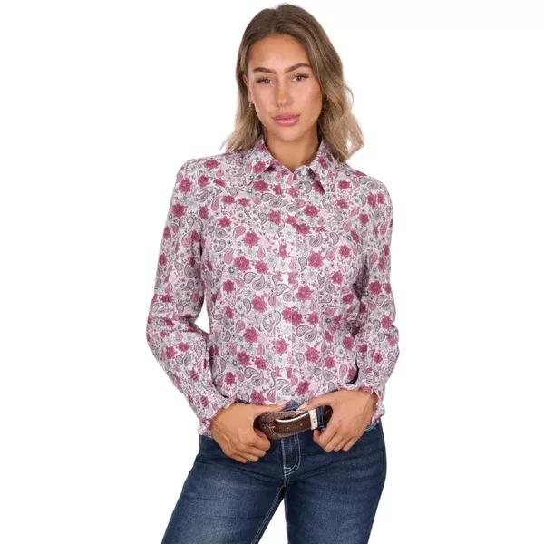 Pure Western Womens Shirt | Marsha | White / Pink