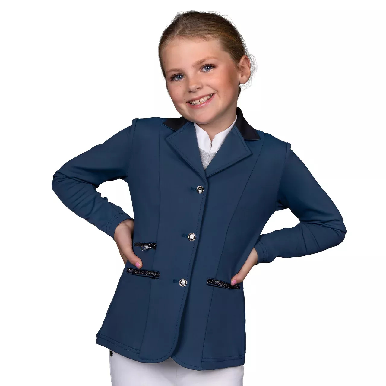 QHP Juliet Junior Competition Jacket-Petrol