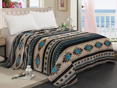 QUEEN SIZE SILK TOUCH BLANKET WITH SOUTHWEST DESIGN