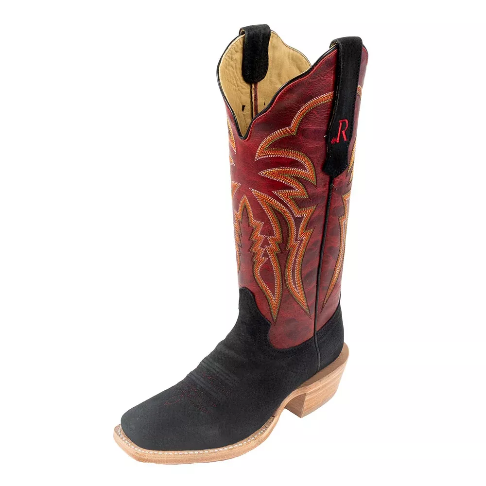 R. Watson Women's Black Boar Cutter Toe Boot