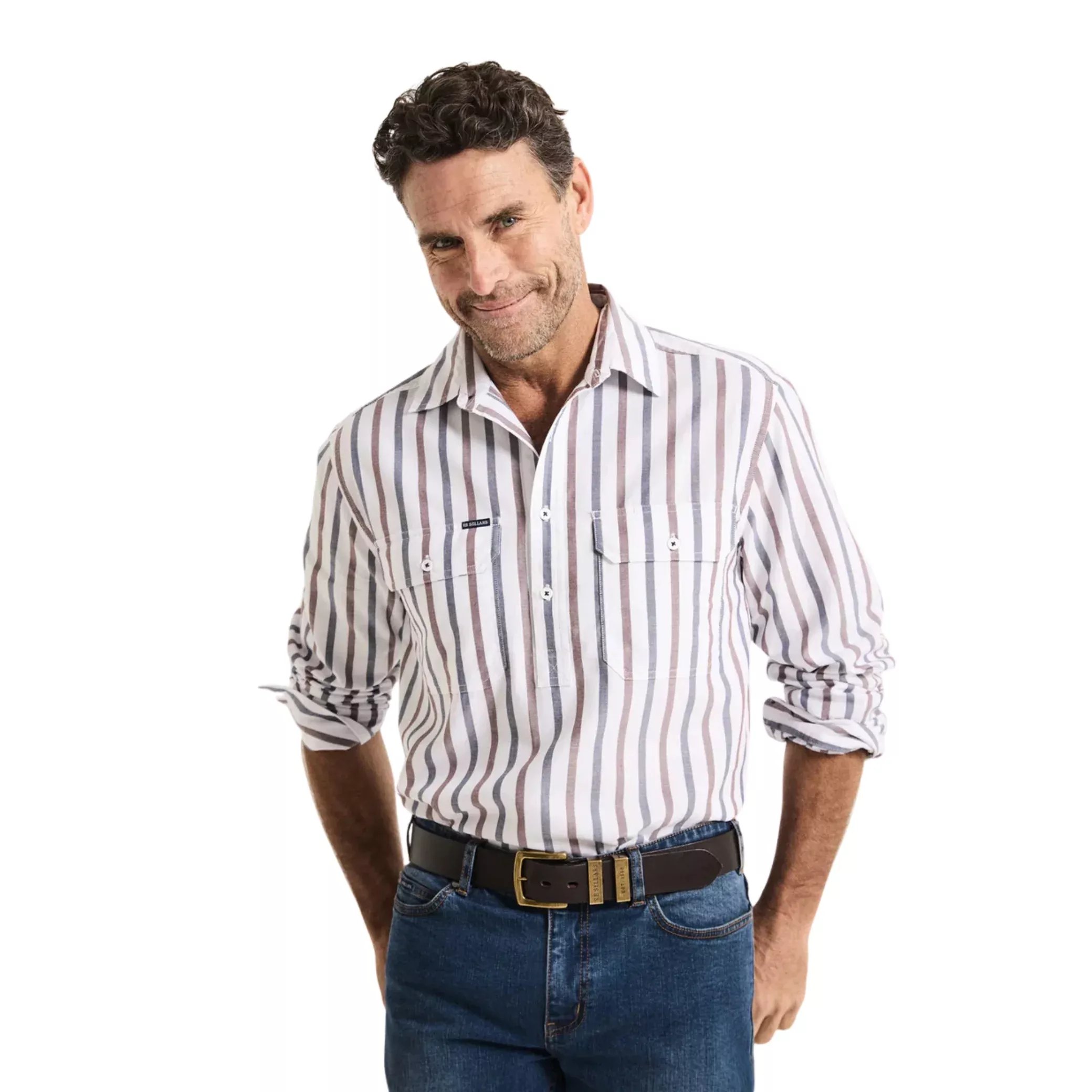 RB Sellars Mens Amaroo Full Button Long Sleeve Shirt