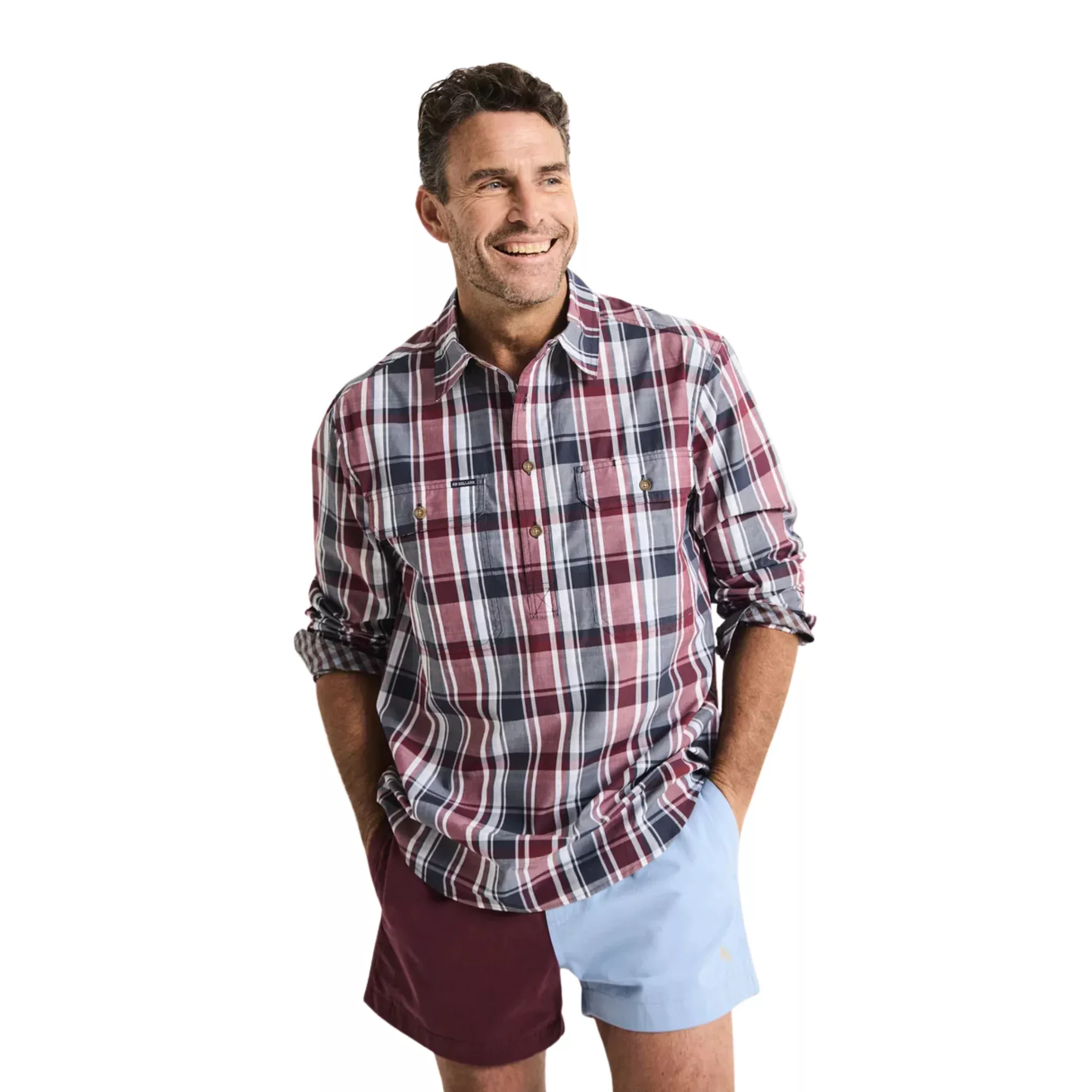 RB Sellars Mens Territory Half Button Long Sleeve Shirt