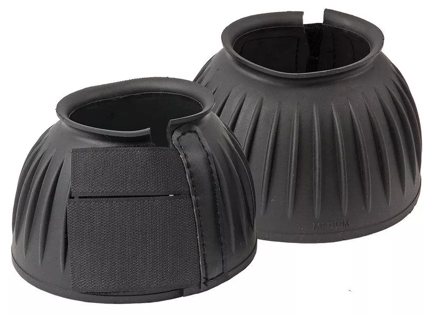 Ribbed Velcro Bell Boots - Black