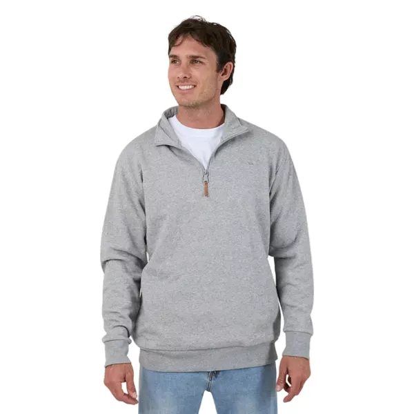 Ringers Western Mens 1/4 Zip Crew | Strand | Grey Marle