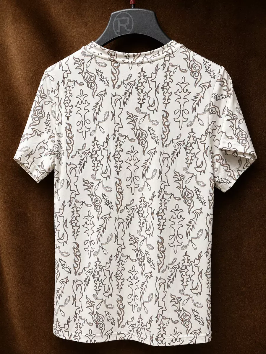 Rock & Roll Boot Stitch Print Perf Tee Natural TW21T08862