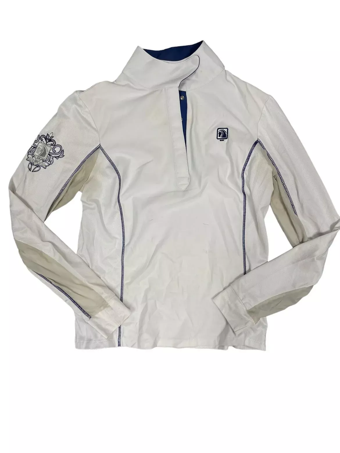 ROMFH Chill LS Show Shirt - White/Navy - S - USED