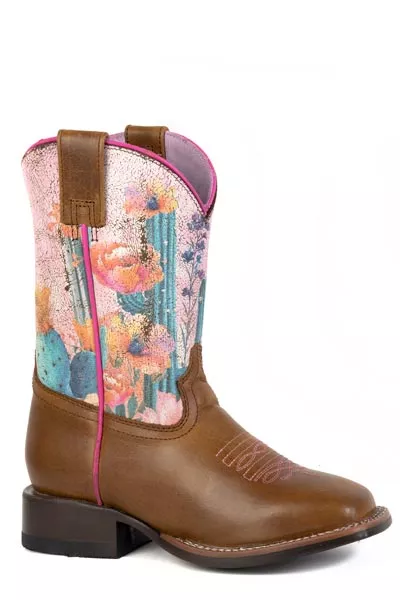 Roper Little Kids Cactus Flower Square Toe Boot