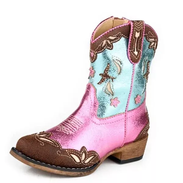 Roper Toddlers Boots | Birdie | Tan / Pink / Teal
