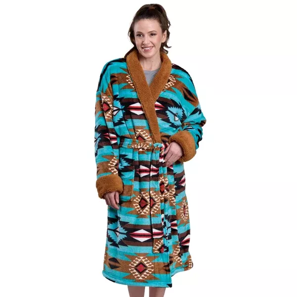 Roper Womens Fleece Robe | Aztec Turquoise
