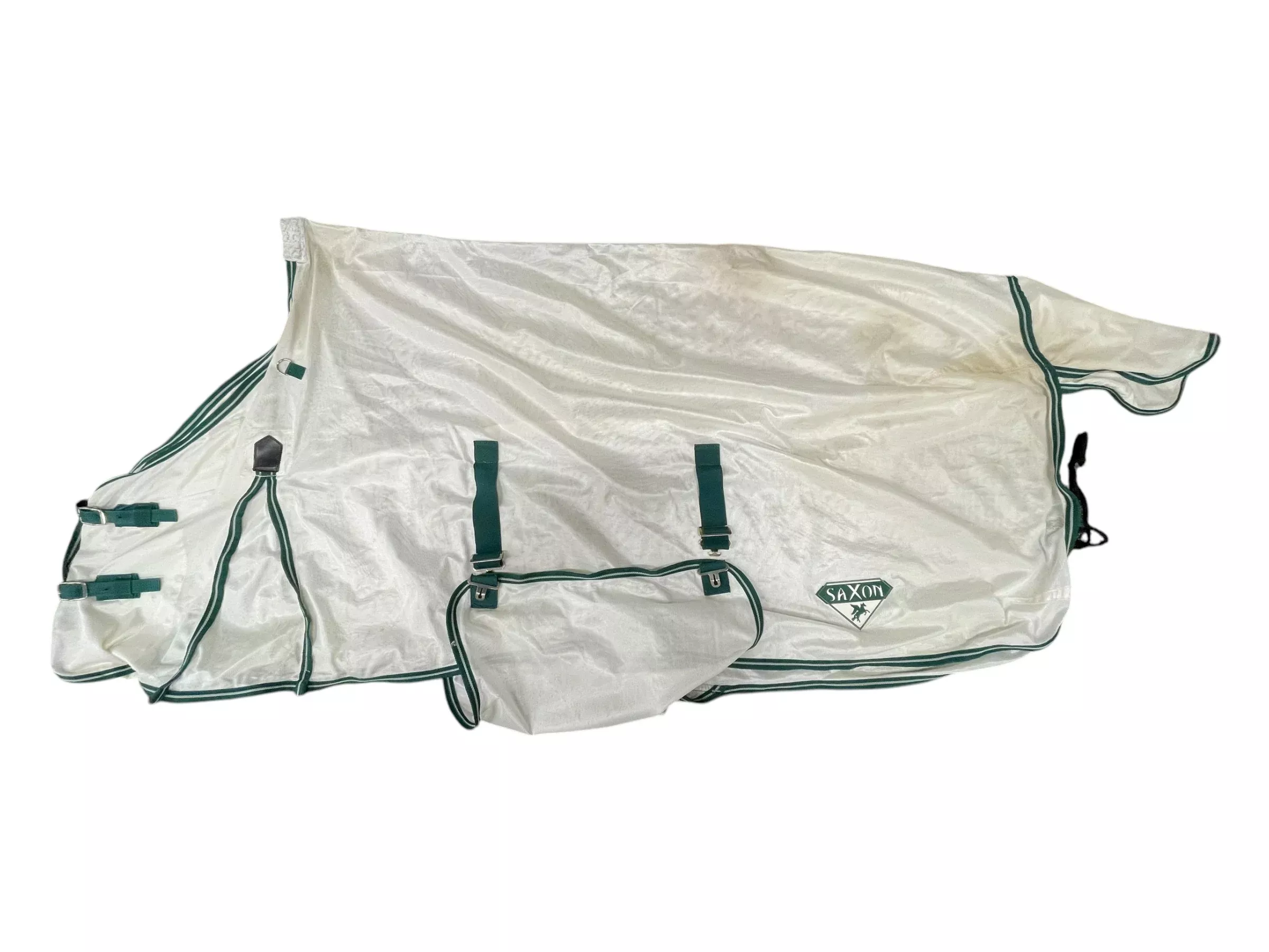 Saxon Bellyband Fly Sheet - White/Green Trim - 81" - USED