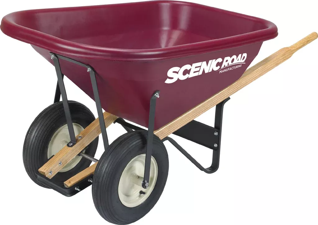 Scenic Road 8 Cubic Foot Dual Wheel Wheelbarrow W /Ribbed Tire