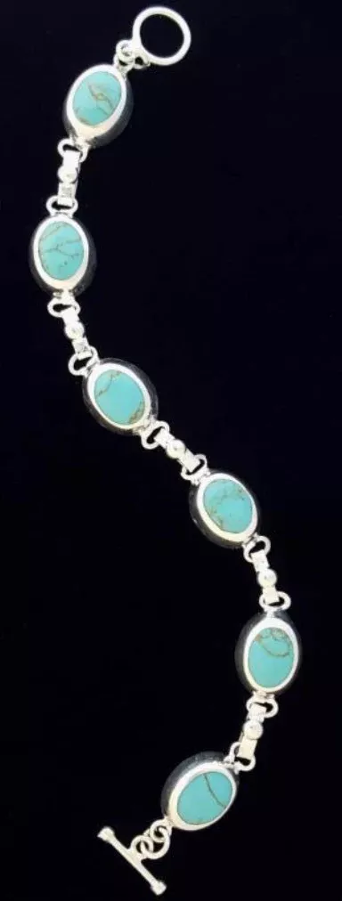 Semi-Precious Stone Inlaid Tennis Bracelet