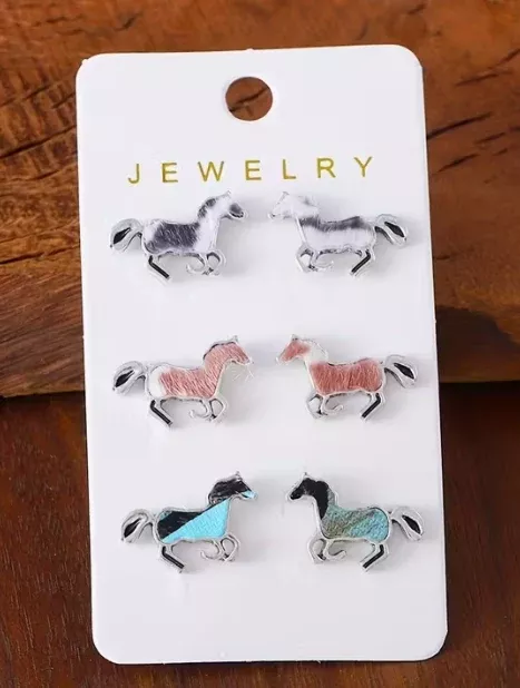 Set of 3 Horse Earrings