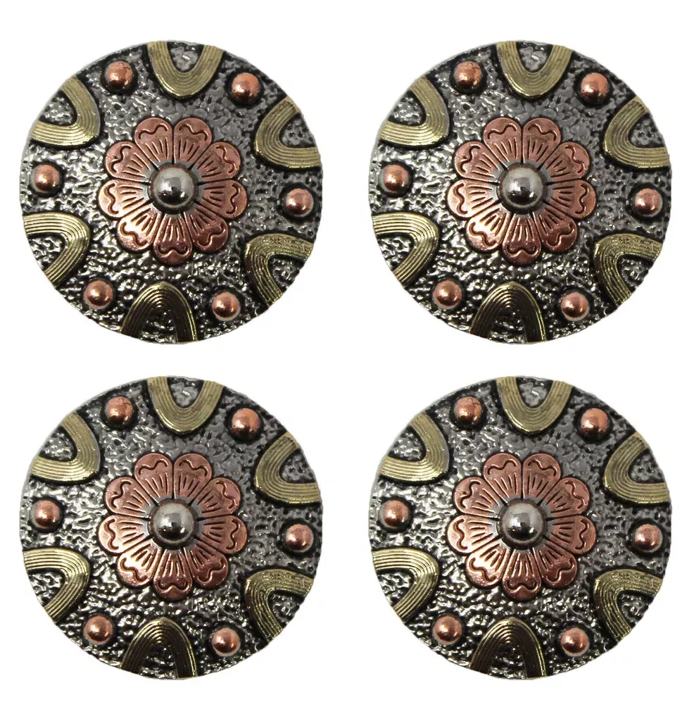 Set of 4 Conchos Western Saddle Tack Copper Flower Co543