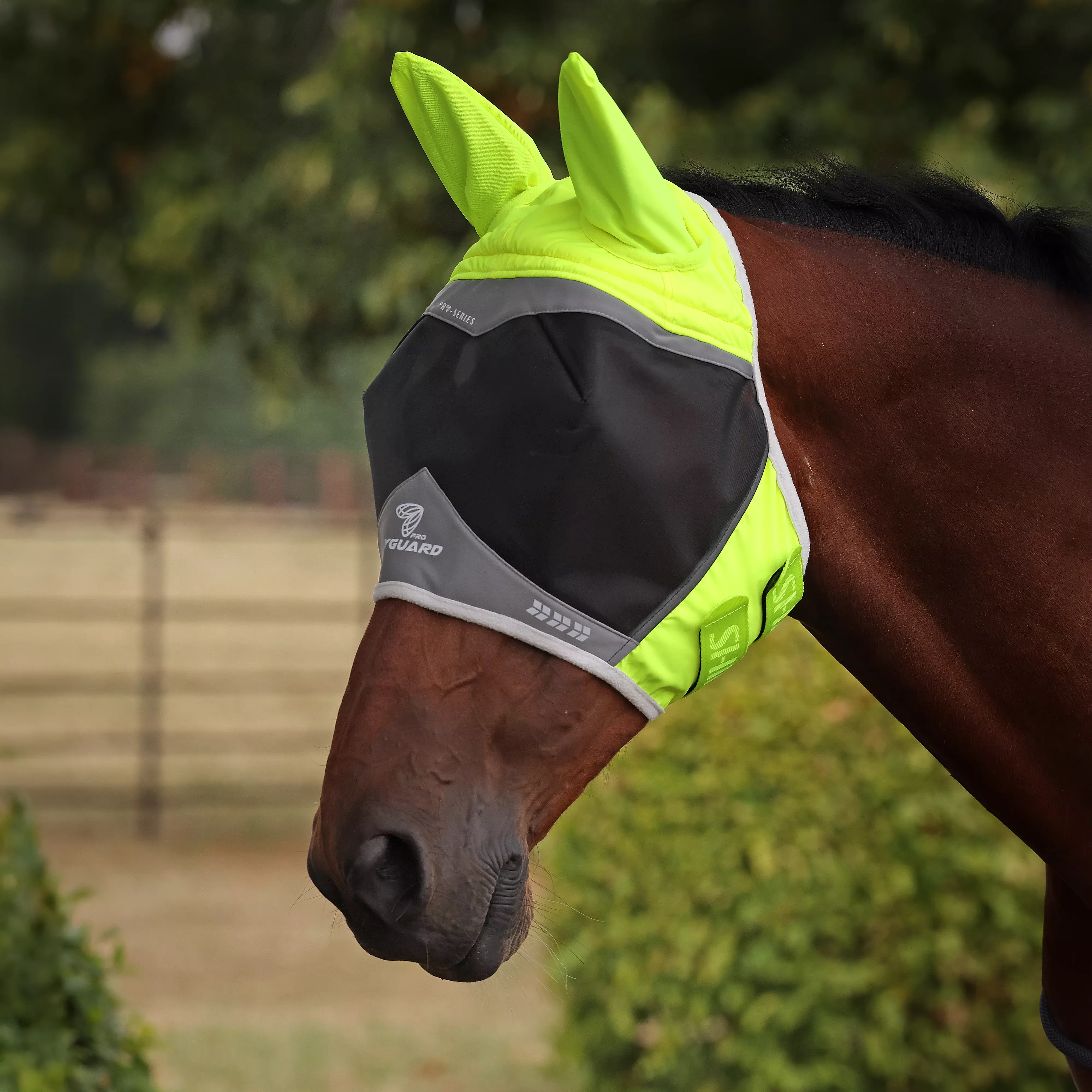 Shires FlyGuard Pro Hi-Viz Fine Mesh Fly Mask with Ears