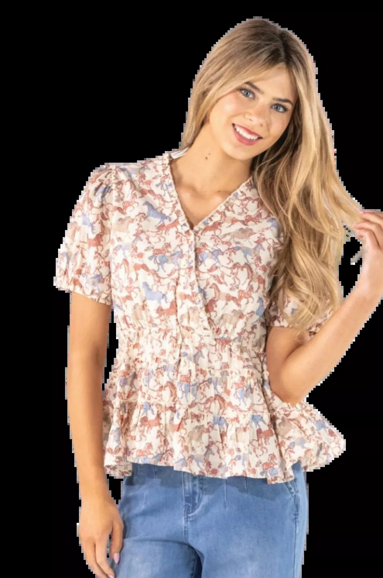 Shirred Peplum Top