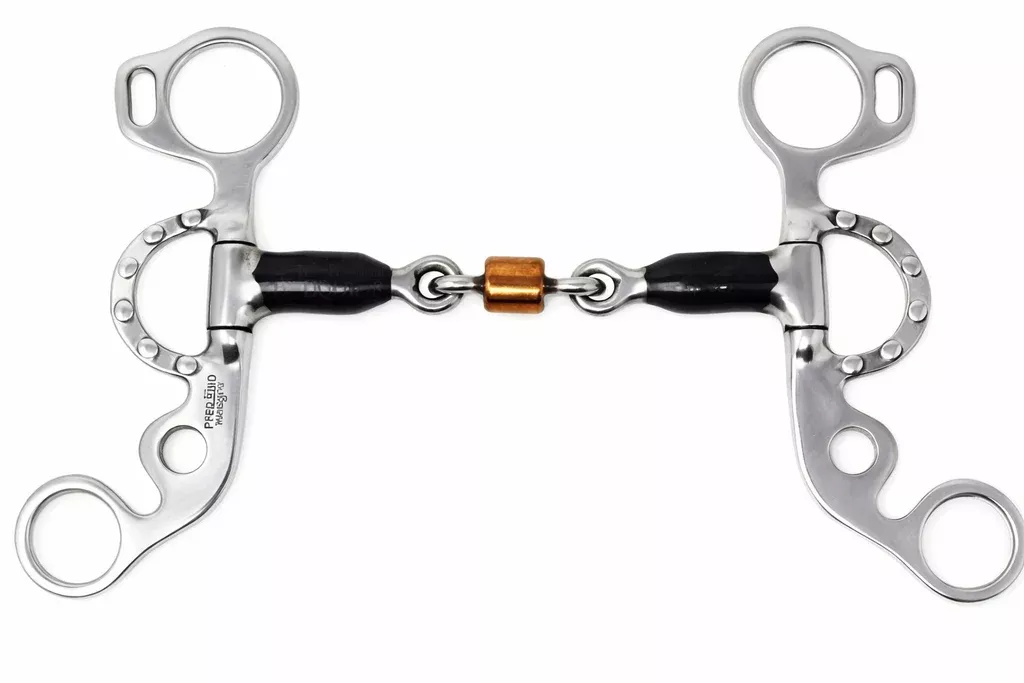 Short Shank Sweet Iron Dog Bone Snaffle w/ Copper Roller Horse Bit 35667