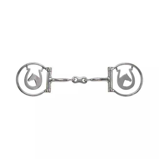 Showman Horseshoe Haven Stainless Steel D-Ring Dogbone Snaffle Bit